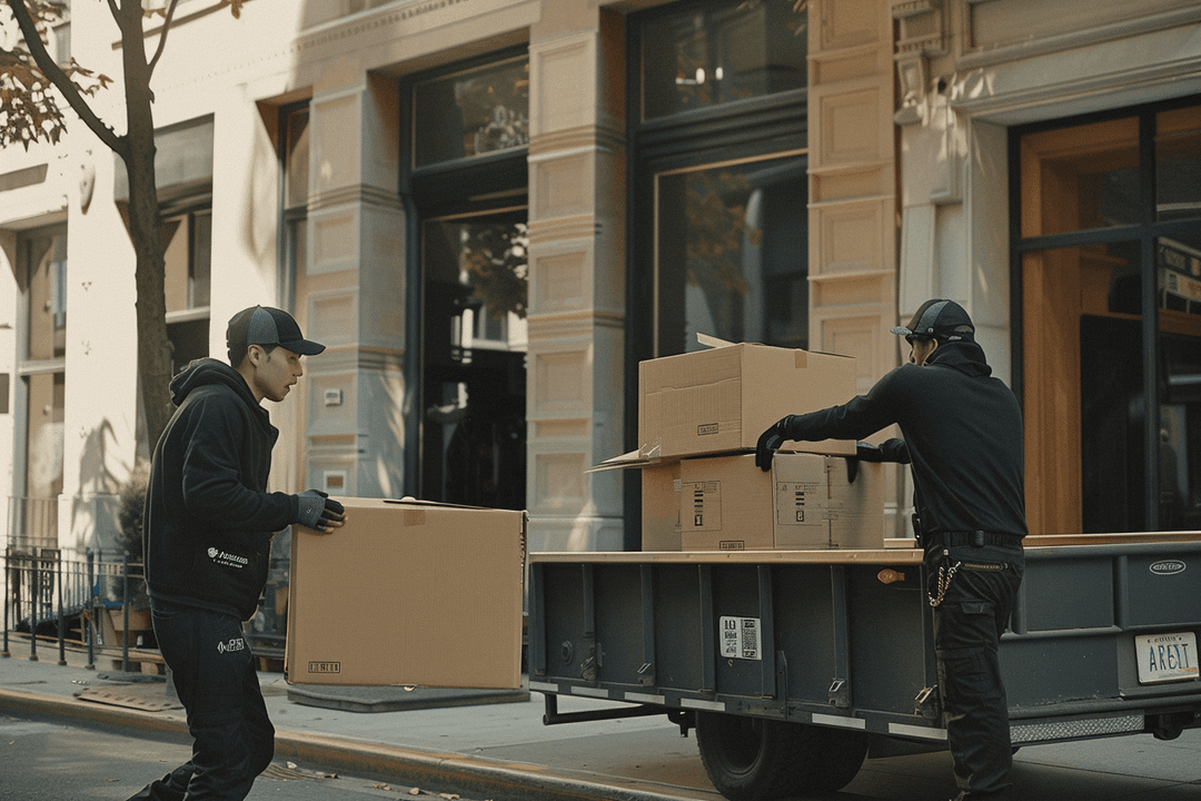 movers loading boxers onto a trailer