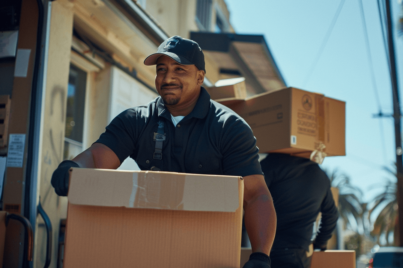 mover moving things into a moving truck