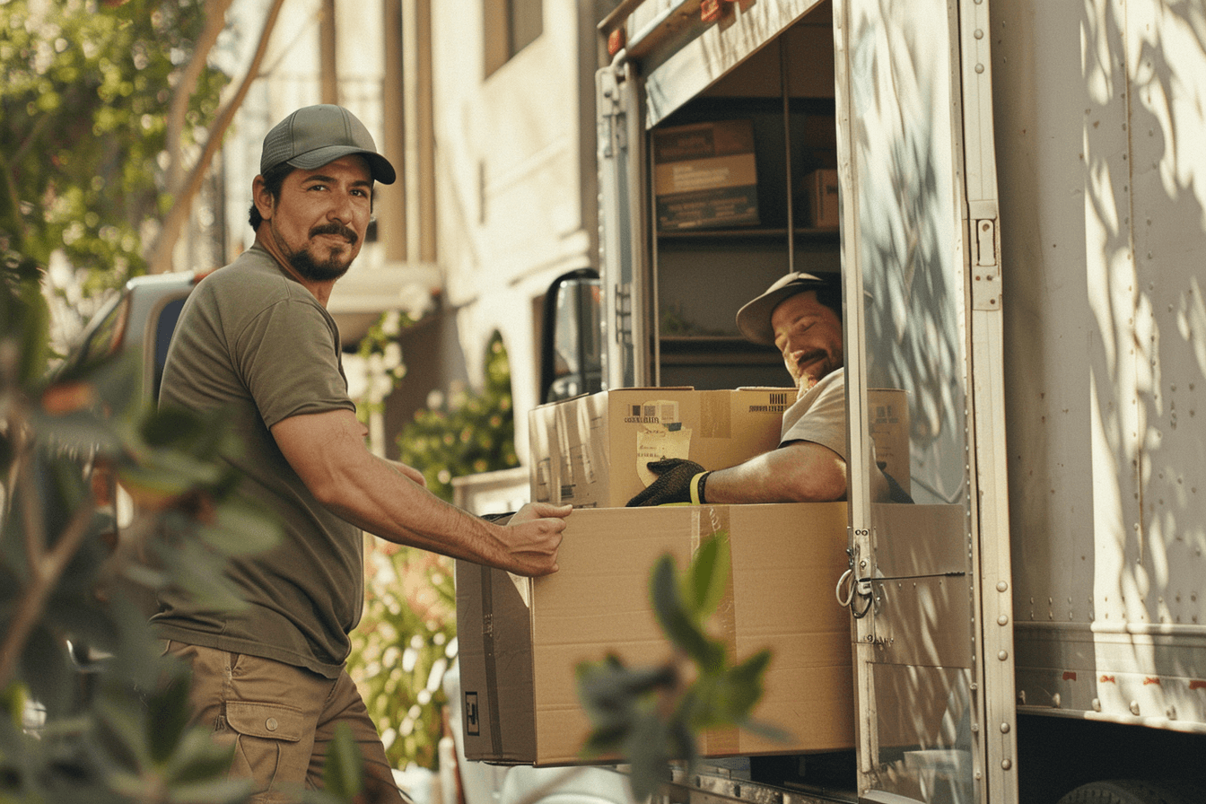 movers loading things onto a moving truck